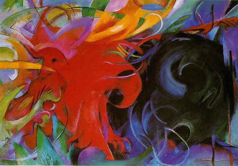 Franz Marc Fighting Forms, 1914 Sweden oil painting art